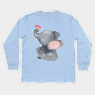 Cute Elephant Kids Long Sleeve T-Shirt